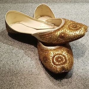 Gold beaded flats
